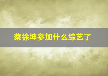 蔡徐坤参加什么综艺了