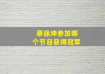 蔡徐坤参加哪个节目获得冠军