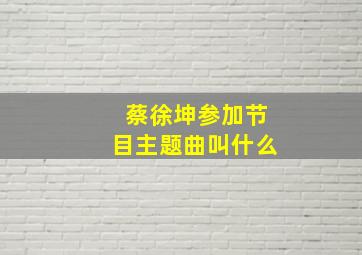 蔡徐坤参加节目主题曲叫什么