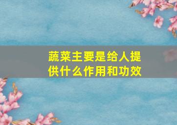 蔬菜主要是给人提供什么作用和功效