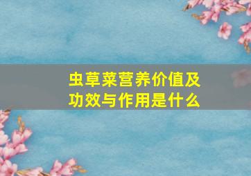 虫草菜营养价值及功效与作用是什么