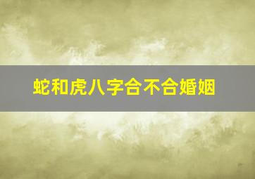 蛇和虎八字合不合婚姻