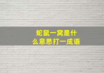 蛇鼠一窝是什么意思打一成语