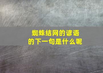 蜘蛛结网的谚语的下一句是什么呢