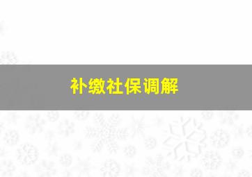 补缴社保调解