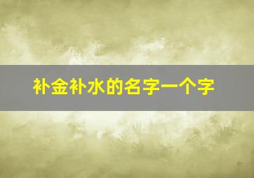 补金补水的名字一个字