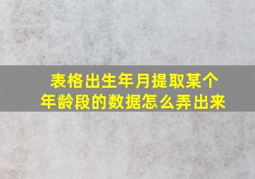 表格出生年月提取某个年龄段的数据怎么弄出来