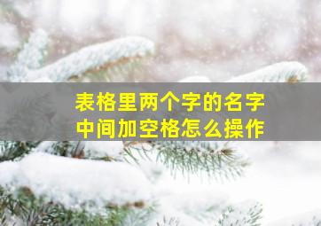 表格里两个字的名字中间加空格怎么操作