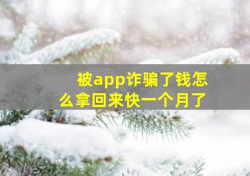 被app诈骗了钱怎么拿回来快一个月了