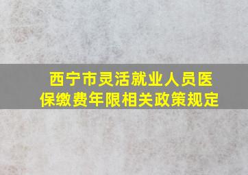 西宁市灵活就业人员医保缴费年限相关政策规定