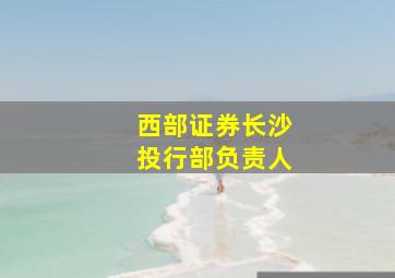 西部证券长沙投行部负责人