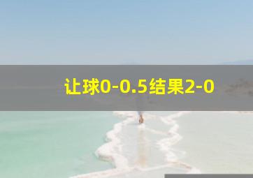 让球0-0.5结果2-0