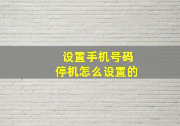 设置手机号码停机怎么设置的