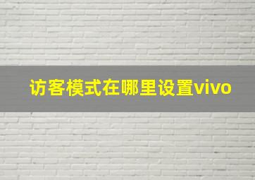 访客模式在哪里设置vivo