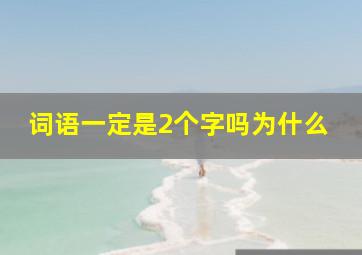 词语一定是2个字吗为什么