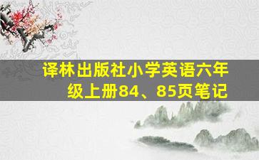 译林出版社小学英语六年级上册84、85页笔记