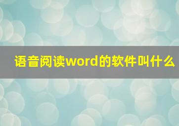 语音阅读word的软件叫什么