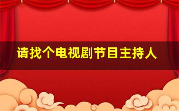 请找个电视剧节目主持人