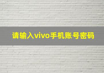 请输入vivo手机账号密码