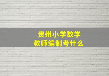 贵州小学数学教师编制考什么