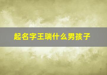 起名字王瑞什么男孩子