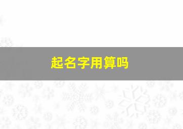 起名字用算吗