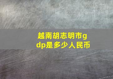 越南胡志明市gdp是多少人民币