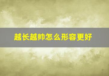 越长越帅怎么形容更好