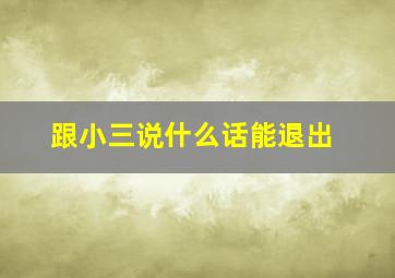 跟小三说什么话能退出