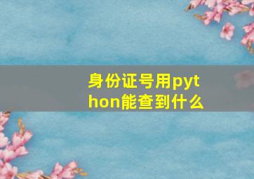 身份证号用python能查到什么