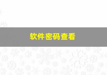 软件密码查看