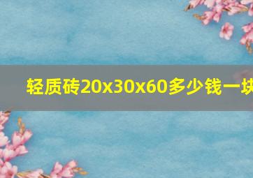 轻质砖20x30x60多少钱一块