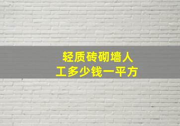 轻质砖砌墙人工多少钱一平方