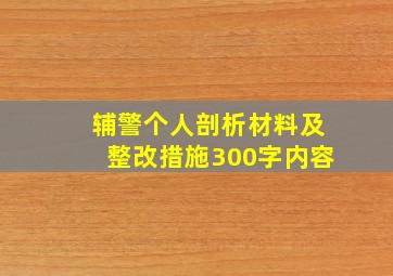 辅警个人剖析材料及整改措施300字内容