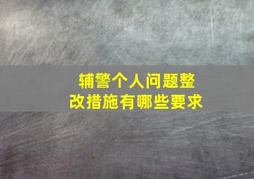 辅警个人问题整改措施有哪些要求