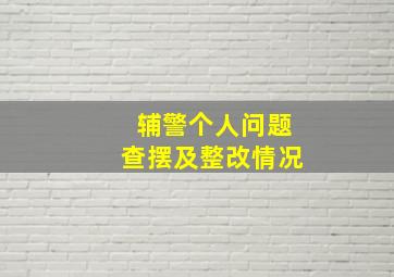 辅警个人问题查摆及整改情况