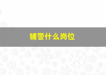 辅警什么岗位