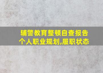 辅警教育整顿自查报告个人职业规划,履职状态