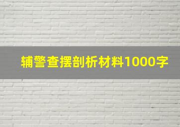 辅警查摆剖析材料1000字