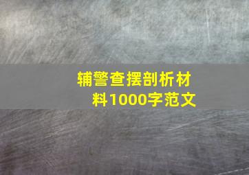 辅警查摆剖析材料1000字范文