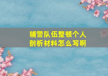 辅警队伍整顿个人剖析材料怎么写啊