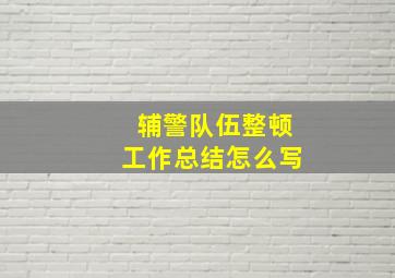 辅警队伍整顿工作总结怎么写