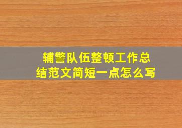 辅警队伍整顿工作总结范文简短一点怎么写