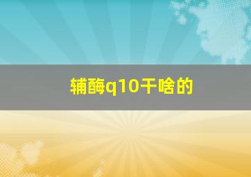 辅酶q10干啥的