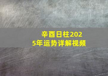 辛酉日柱2025年运势详解视频