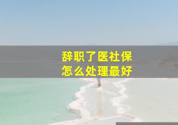 辞职了医社保怎么处理最好