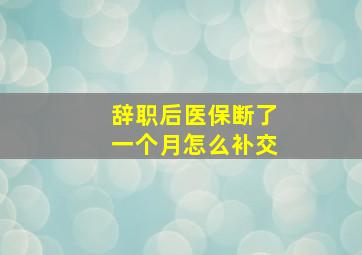 辞职后医保断了一个月怎么补交