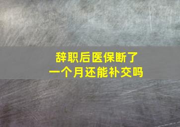 辞职后医保断了一个月还能补交吗