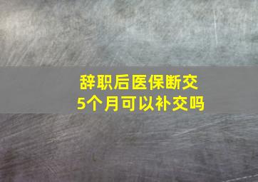 辞职后医保断交5个月可以补交吗