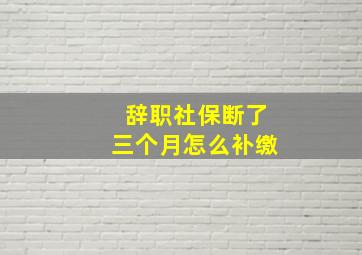 辞职社保断了三个月怎么补缴